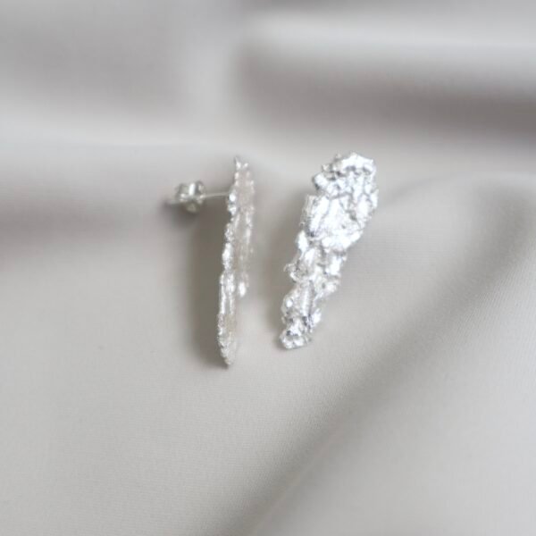 -Long silver ״stone״ earrings- - Image 2