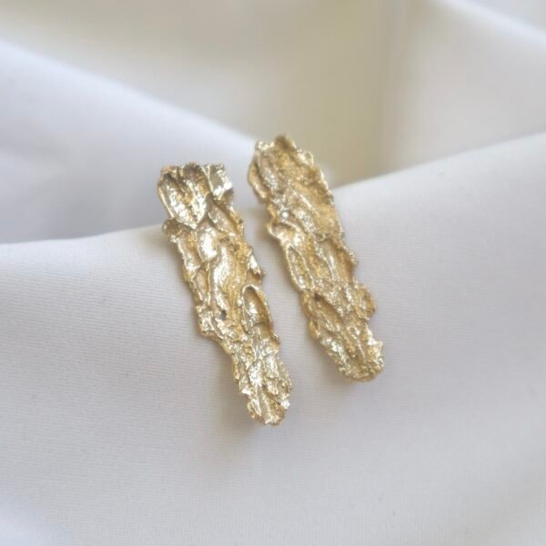 -Long "Stone" earrings 18K gold- - Image 2