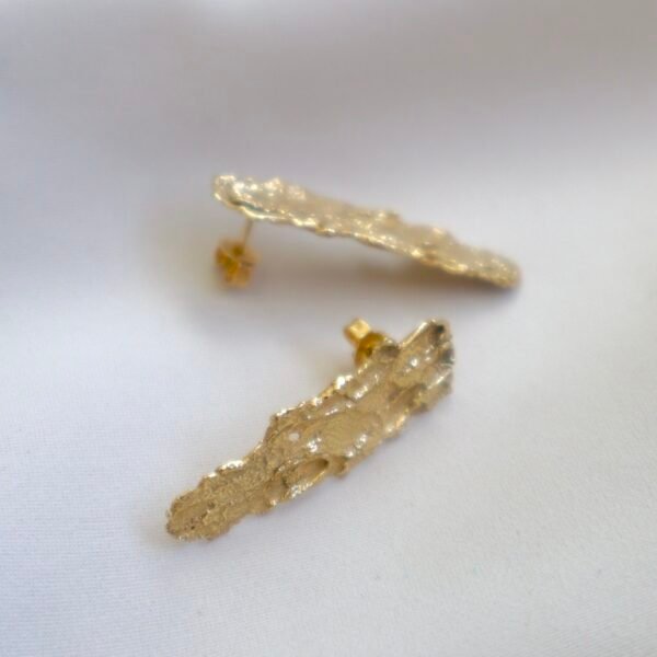 -Long "Stone" earrings 18K gold- - Image 4