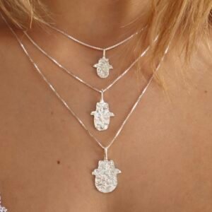 Silver hamsa necklace