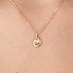 -Gold drop pendant with gemstones-